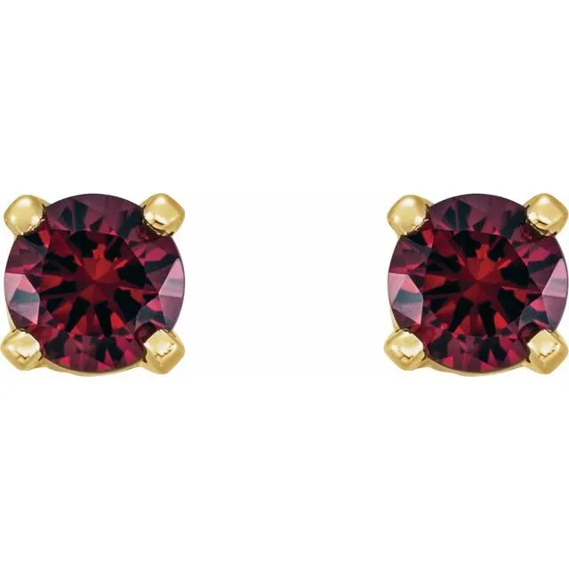 Earrings TreasureFineJewelers 14K Yellow Gold Imitation Mozambique Garnet Youth Earrings