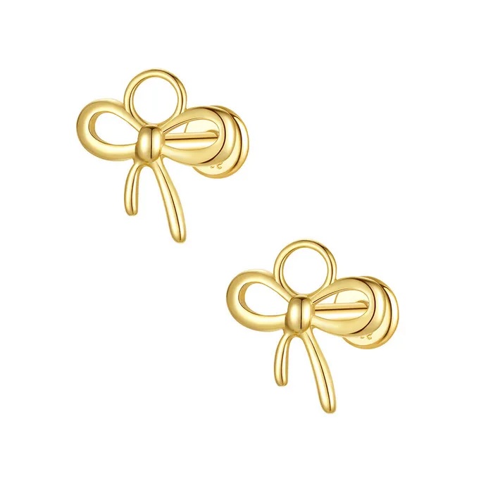 Earrings Trendolla Jewelry 925 Silver Polished Bow Flat Back Earrings