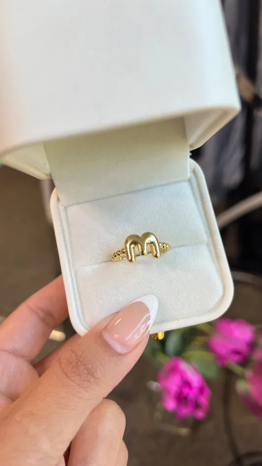 Gold Dot Initial M Ring MP Jewelry Rings