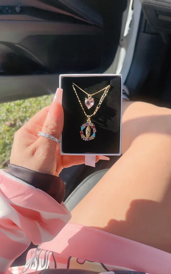 MP Jewelry Necklaces Virgen de Guadalupe Heart Necklace SET