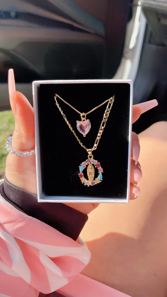 MP Jewelry Necklaces Virgen de Guadalupe Heart Necklace SET