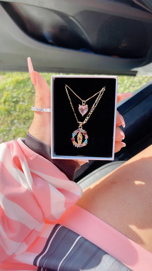 MP Jewelry Necklaces Virgen de Guadalupe Heart Necklace SET