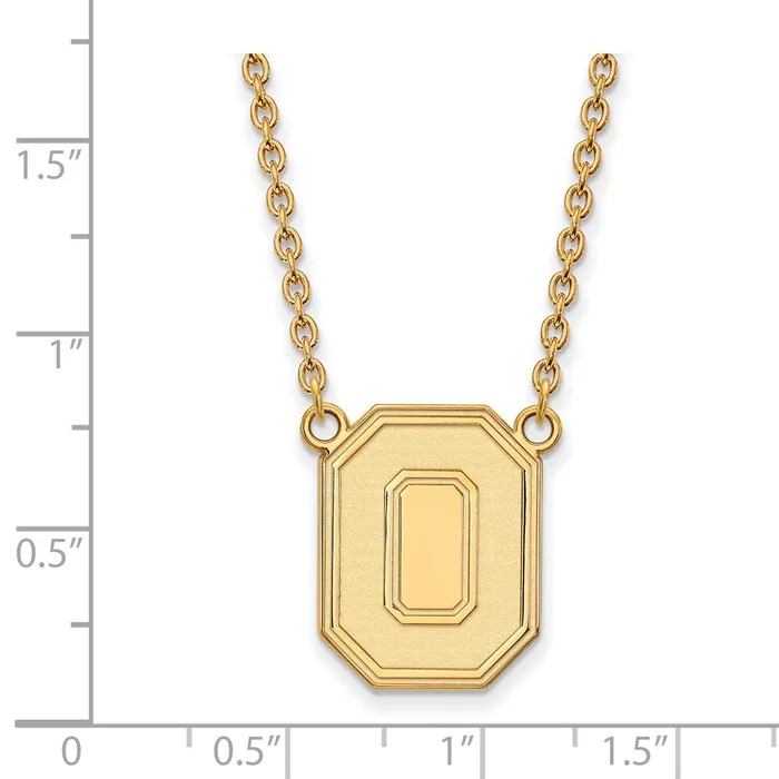 Necklaces 14k Gold The Ohio State University Letter O Large Pendant 18 inch Necklace TreasureFineJewelers