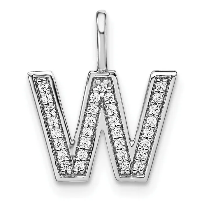 Necklaces 14K White Gold Diamond Lower Case Letter W Initial Pendant TreasureFineJewelers Necklaces 14K White Gold Diamond Lower Case Letter W Initial Pendant TreasureFineJewelers