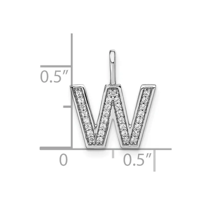 Necklaces 14K White Gold Diamond Lower Case Letter W Initial Pendant TreasureFineJewelers