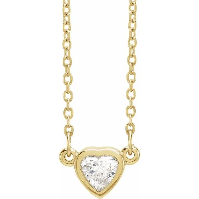 Necklaces 14K Yellow Gold 14 CT Natural Diamond Heart 1618 Necklace TreasureFineJewelers Necklaces 14K Yellow Gold 14 CT Natural Diamond Heart 1618 Necklace TreasureFineJewelers