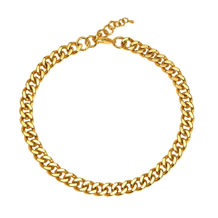 Necklaces Cuban Chain 1215mm Width 24K Gold Plated Chain Necklace Chain Bracelet Trendolla Jewelry