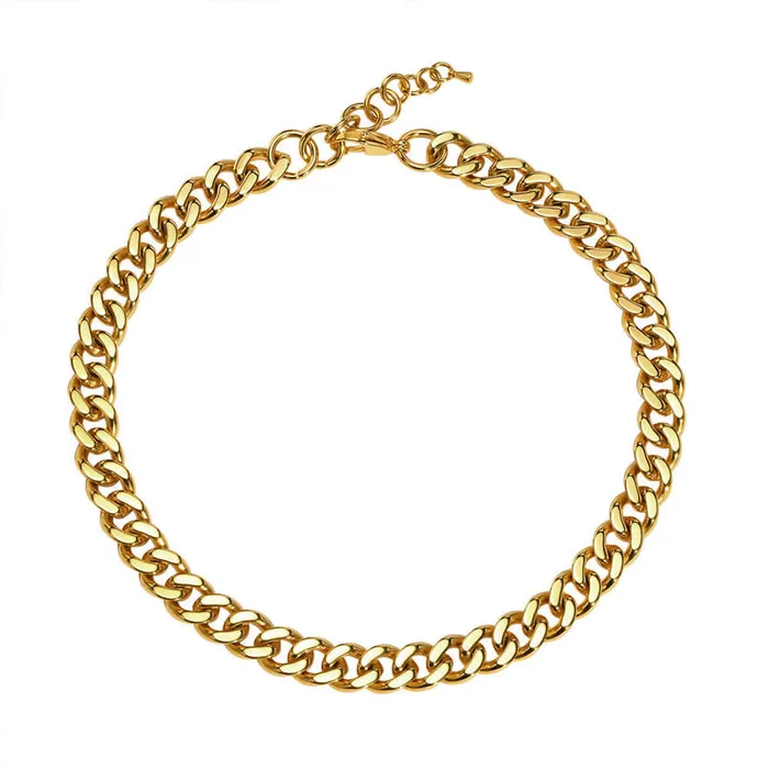 Necklaces Cuban Chain 1215mm Width 24K Gold Plated Chain Necklace Chain Bracelet Trendolla Jewelry