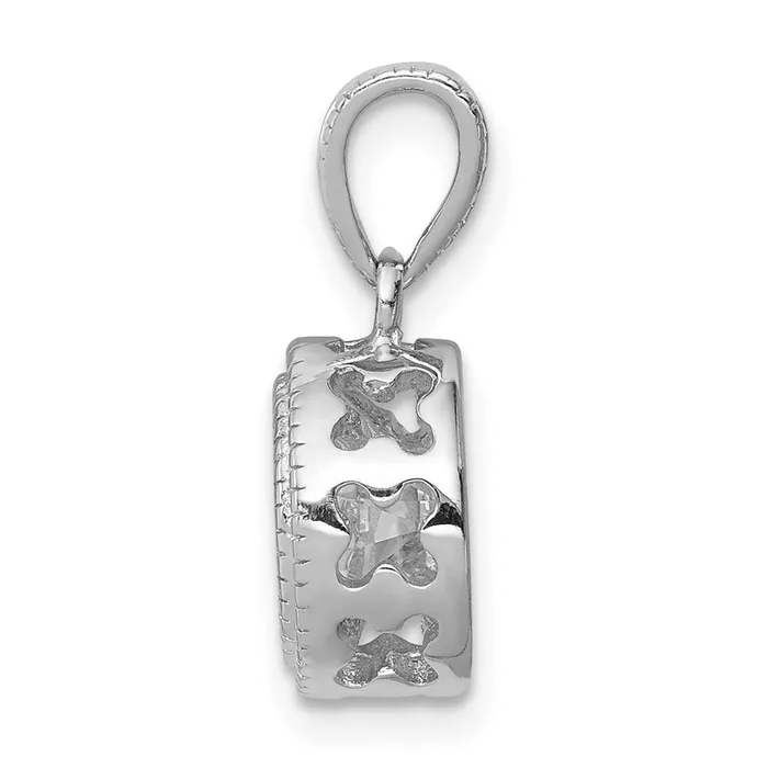 Necklaces Sterling Silver CZ Circle X Edge Pendant TreasureFineJewelers