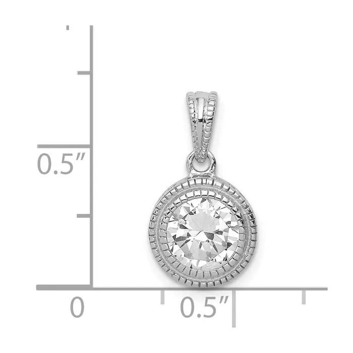 Necklaces Sterling Silver CZ Circle X Edge Pendant TreasureFineJewelers