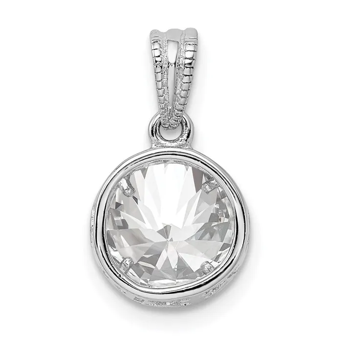 Necklaces Sterling Silver CZ Circle X Edge Pendant TreasureFineJewelers
