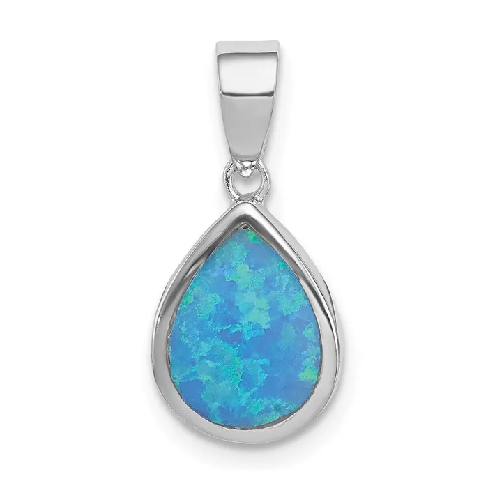Necklaces Sterling Silver Rhodplated Lab Created Opal Teardrop Pendant TreasureFineJewelers Necklaces Sterling Silver Rhodplated Lab Created Opal Teardrop Pendant TreasureFineJewelers