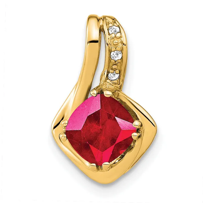 Necklaces TreasureFineJewelers 14k Created Ruby and Diamond Chain Slide Pendant Necklaces TreasureFineJewelers 14k Created Ruby and Diamond Chain Slide Pendant