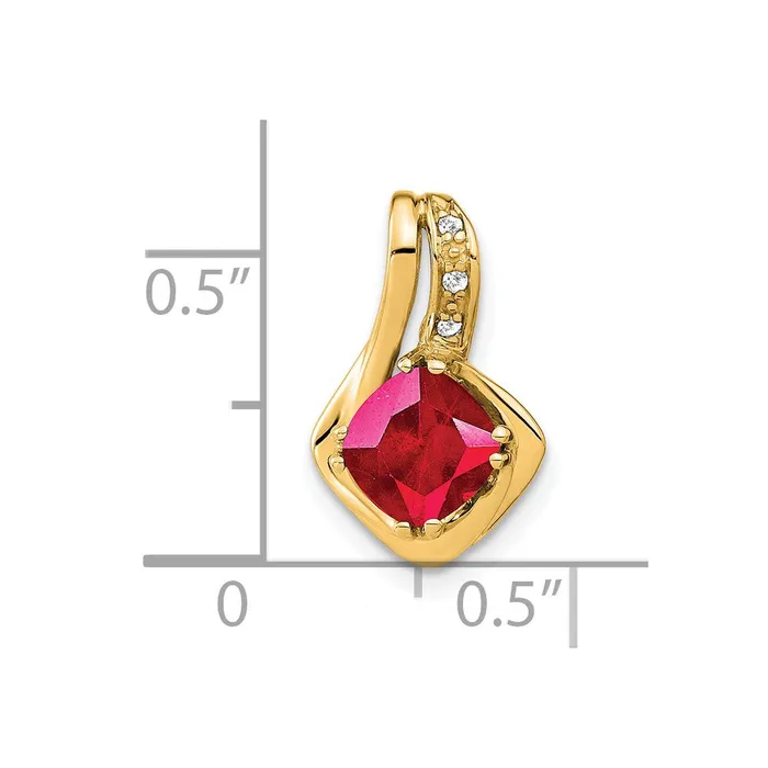 Necklaces TreasureFineJewelers 14k Created Ruby and Diamond Chain Slide Pendant