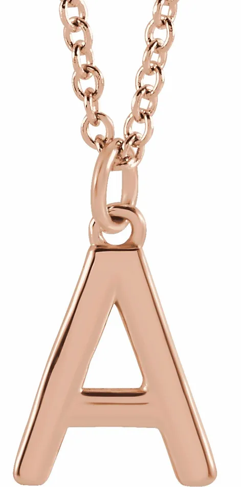 Necklaces TreasureFineJewelers 14K Rose Gold Initial A Dangle 18 Necklace Necklaces TreasureFineJewelers 14K Rose Gold Initial A Dangle 18 Necklace