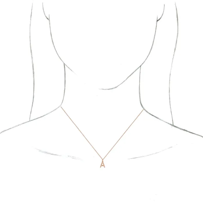 Necklaces TreasureFineJewelers 14K Rose Gold Initial A Dangle 18 Necklace