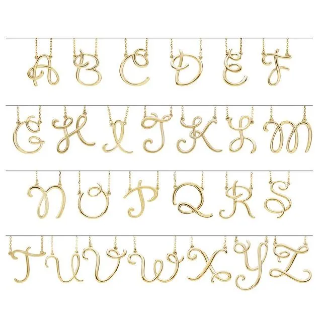 Necklaces TreasureFineJewelers 14K Rose Gold Script Initial A Necklace Center