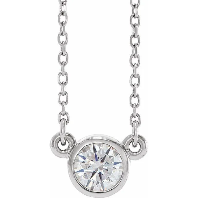 Necklaces TreasureFineJewelers 14K White Gold 13 CT Natural Diamond Solitaire 18 Necklace