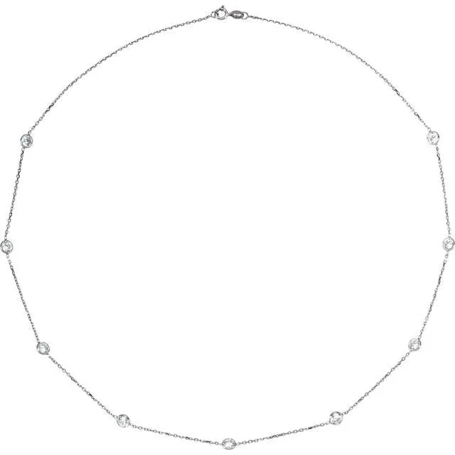 Necklaces TreasureFineJewelers 14K White Gold 4 mm Round Imitation White Gold Cubic Zirconia 9Station 18 Necklace Necklaces TreasureFineJewelers 14K White Gold 4 mm Round Imitation White Gold Cubic Zirconia 9Station 18 Necklace