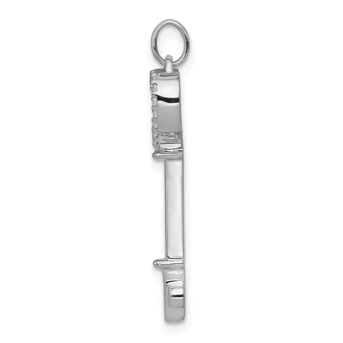 Necklaces TreasureFineJewelers 14k White Gold Diamond Heart Key Pendant