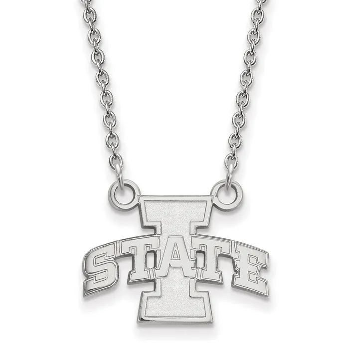 Necklaces TreasureFineJewelers 14K White Gold Iowa State University Small Pendant with Necklace Necklaces TreasureFineJewelers 14K White Gold Iowa State University Small Pendant with Necklace