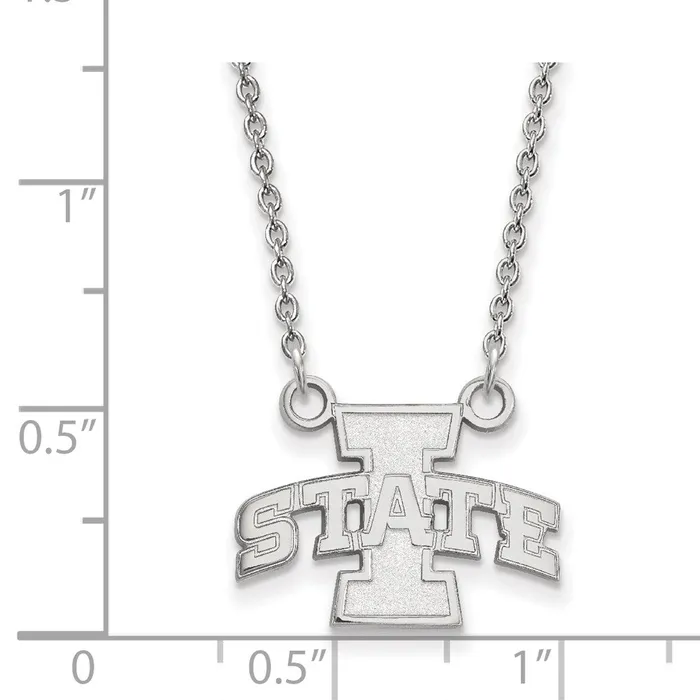 Necklaces TreasureFineJewelers 14K White Gold Iowa State University Small Pendant with Necklace