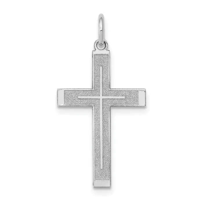 Necklaces TreasureFineJewelers 14K White Gold Laser Designed Cross Pendant