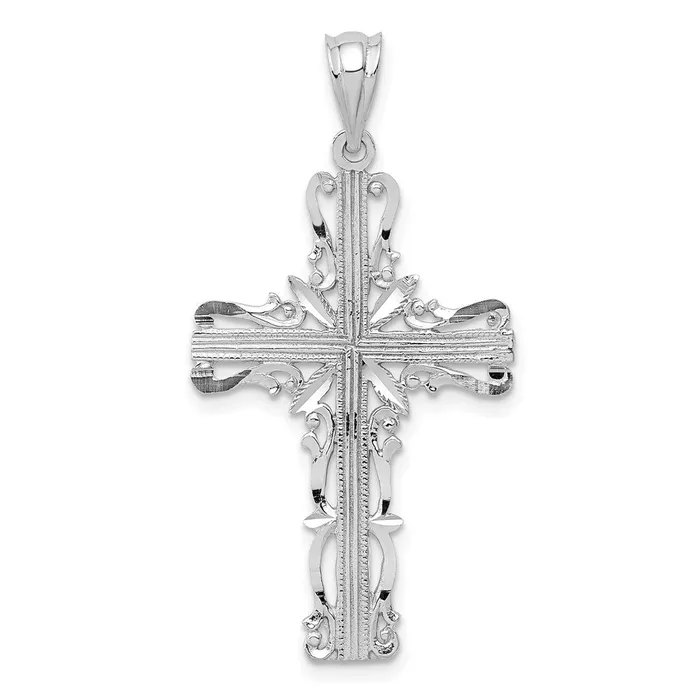 Necklaces TreasureFineJewelers 14k White Gold Latin Cross Pendant