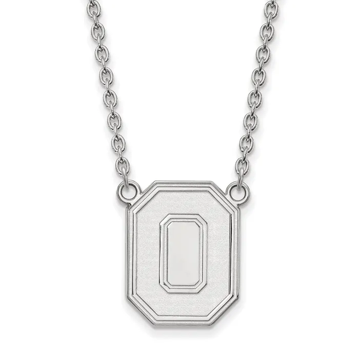 Necklaces TreasureFineJewelers 14K White Gold Ohio State University Large Pendant with Necklace Necklaces TreasureFineJewelers 14K White Gold Ohio State University Large Pendant with Necklace
