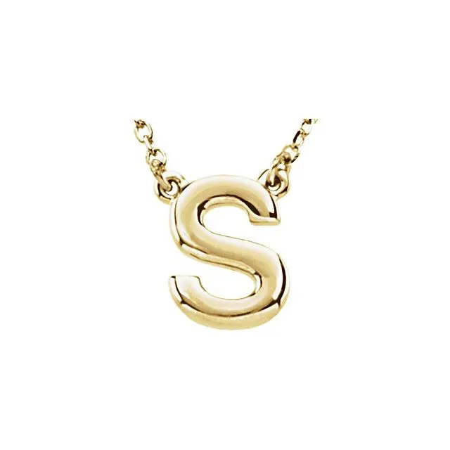 Necklaces TreasureFineJewelers 14K Yellow Gold Block Initial S 16 Necklace Necklaces TreasureFineJewelers 14K Yellow Gold Block Initial S 16 Necklace