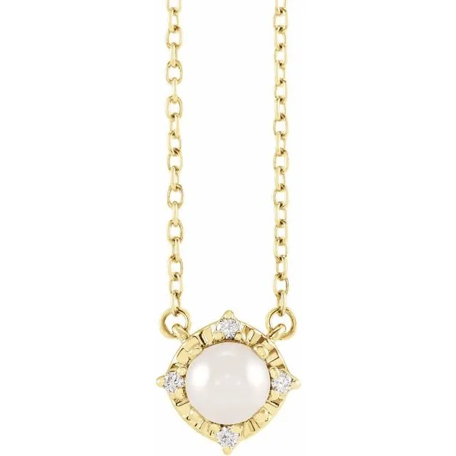 Necklaces TreasureFineJewelers 14K Yellow Gold Cultured Freshwater Pearl 04 CTW Natural Diamond HaloStyle 18 Necklace Necklaces TreasureFineJewelers 14K Yellow Gold Cultured Freshwater Pearl 04 CTW Natural Diamond HaloStyle 18 Necklace