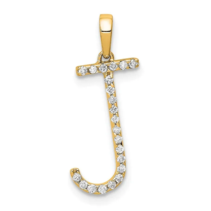 Necklaces TreasureFineJewelers 14k Yellow Gold Diamond Letter J Initial Pendant Necklaces TreasureFineJewelers 14k Yellow Gold Diamond Letter J Initial Pendant