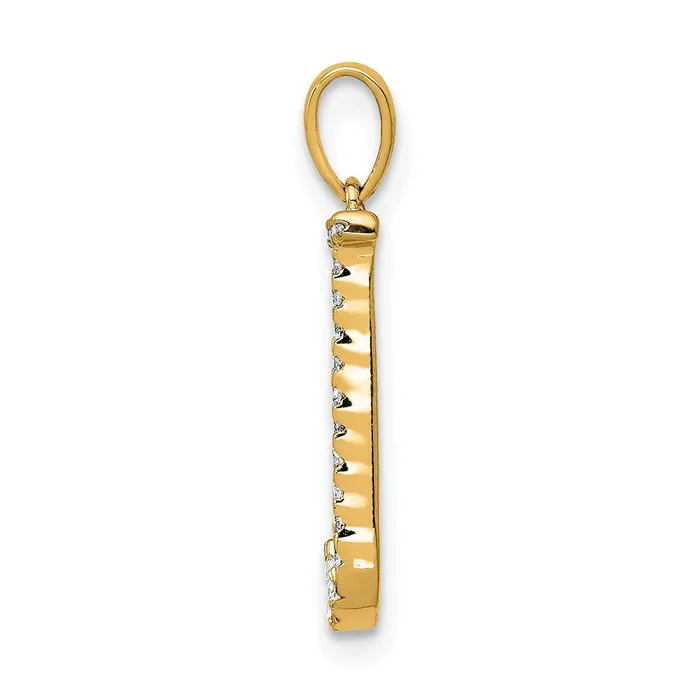 Necklaces TreasureFineJewelers 14k Yellow Gold Diamond Letter J Initial Pendant