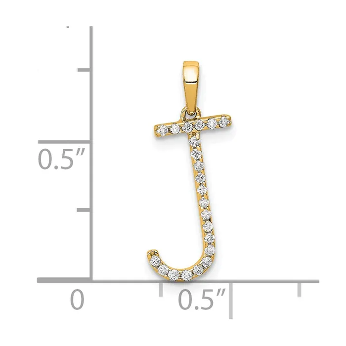 Necklaces TreasureFineJewelers 14k Yellow Gold Diamond Letter J Initial Pendant