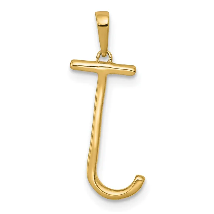 Necklaces TreasureFineJewelers 14k Yellow Gold Diamond Letter J Initial Pendant