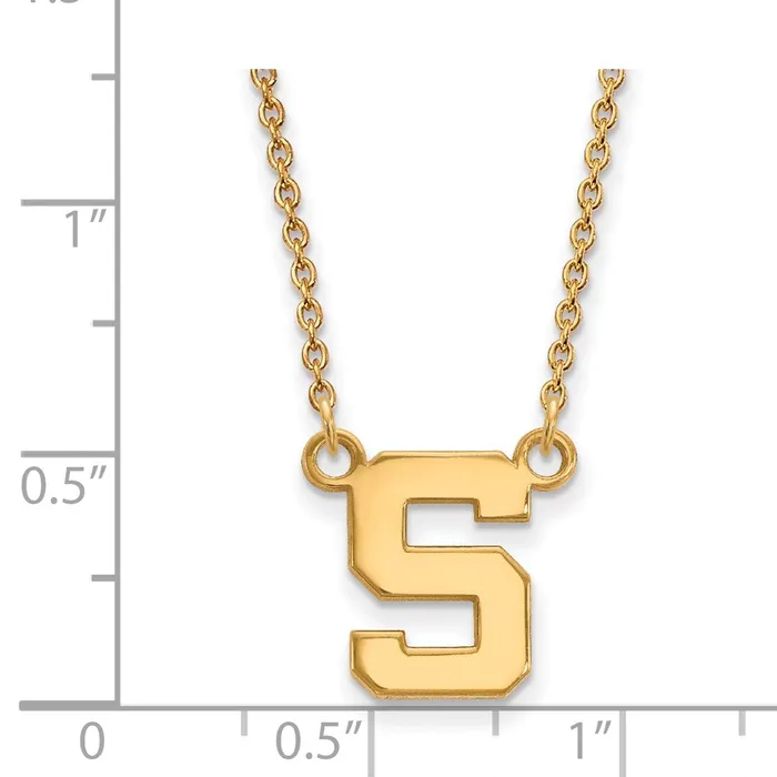 Necklaces TreasureFineJewelers 14K Yellow Gold Michigan State University Small Pendant with Necklace