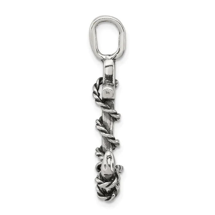 Necklaces TreasureFineJewelers Sterling Silver 3D Antiqued Anchor and Rope Pendant