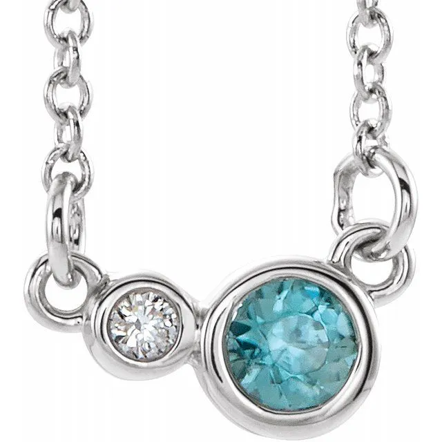Necklaces TreasureFineJewelers Sterling Silver Blue Zircon 02 CTW Diamond 18 Necklace Necklaces TreasureFineJewelers Sterling Silver Blue Zircon 02 CTW Diamond 18 Necklace