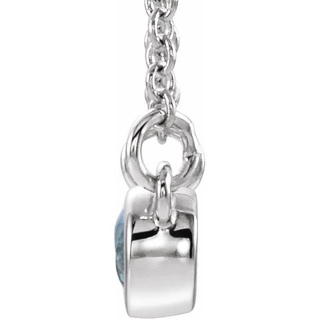 Necklaces TreasureFineJewelers Sterling Silver Blue Zircon 02 CTW Diamond 18 Necklace