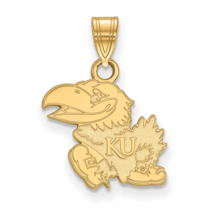 Necklaces TreasureFineJewelers Sterling Silver Goldplated University of Kansas Jayhawk Small Pendant Necklaces TreasureFineJewelers Sterling Silver Goldplated University of Kansas Jayhawk Small Pendant