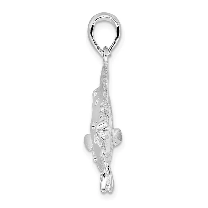 Necklaces TreasureFineJewelers Sterling Silver Polished 3D Flounder Fish Pendant