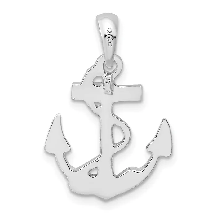 Necklaces TreasureFineJewelers Sterling Silver Polished Anchor wRope Pendant