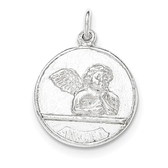 Necklaces TreasureFineJewelers Sterling Silver Polished Raphael Angel Pendant Necklaces TreasureFineJewelers Sterling Silver Polished Raphael Angel Pendant