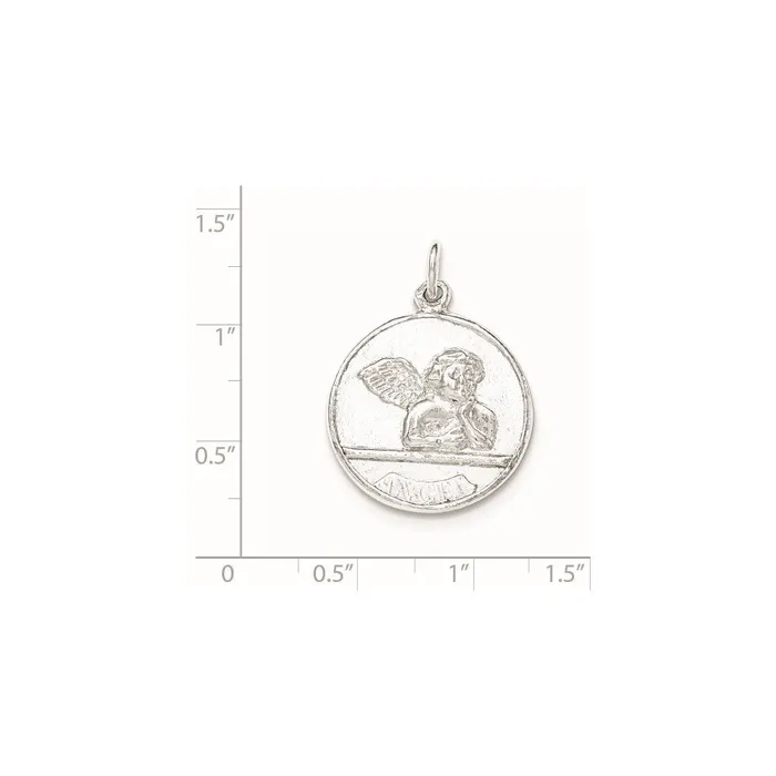 Necklaces TreasureFineJewelers Sterling Silver Polished Raphael Angel Pendant