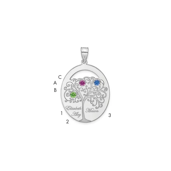 Necklaces TreasureFineJewelers Sterling SilverRhodplated 3 Birthstone with SS Bezel Family Pendant Necklaces TreasureFineJewelers Sterling SilverRhodplated 3 Birthstone with SS Bezel Family Pendant