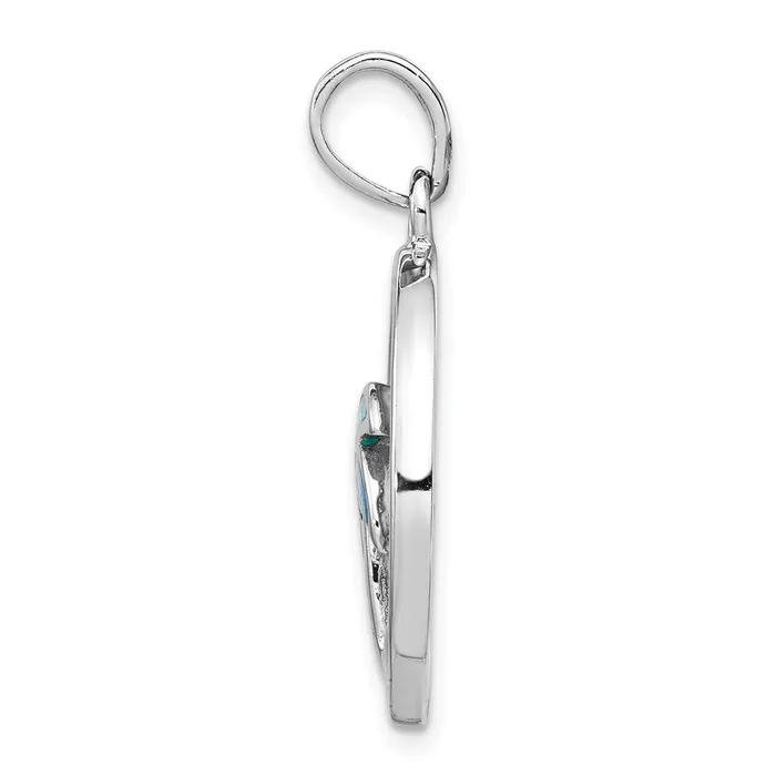 Necklaces TreasureFineJewelers Sterling Silver Rhodplated MOP Created Opal Palm Tree Pendant