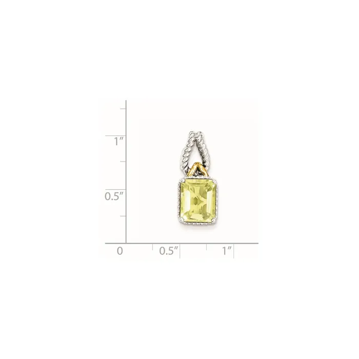 Necklaces TreasureFineJewelers Sterling Silver w Flash Goldplate Accent Lemon Quartz Pendant
