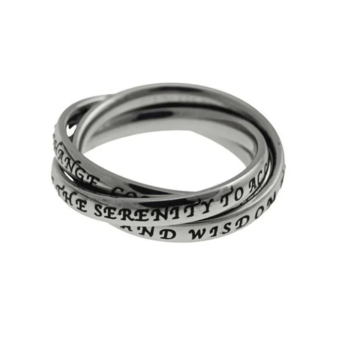North Arrow Shop Rings Triple Band Ring SERENITY PRAYER Promise Stainless Steel Jewelry