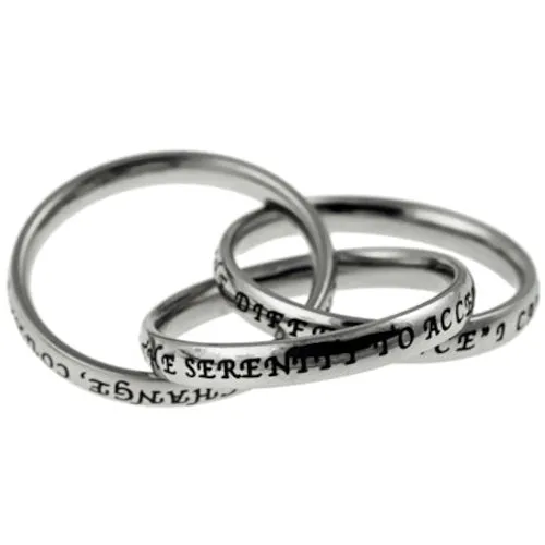 North Arrow Shop Rings Triple Band Ring SERENITY PRAYER Promise Stainless Steel Jewelry North Arrow Shop Rings Triple Band Ring SERENITY PRAYER Promise Stainless Steel Jewelry