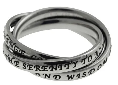North Arrow Shop Rings Triple Band Ring SERENITY PRAYER Promise Stainless Steel Jewelry North Arrow Shop Rings Triple Band Ring SERENITY PRAYER Promise Stainless Steel Jewelry
